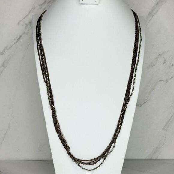Chicos Multi Strand Gold Silver Tone Chain Link Necklace ✨ - Picture 1 of 8